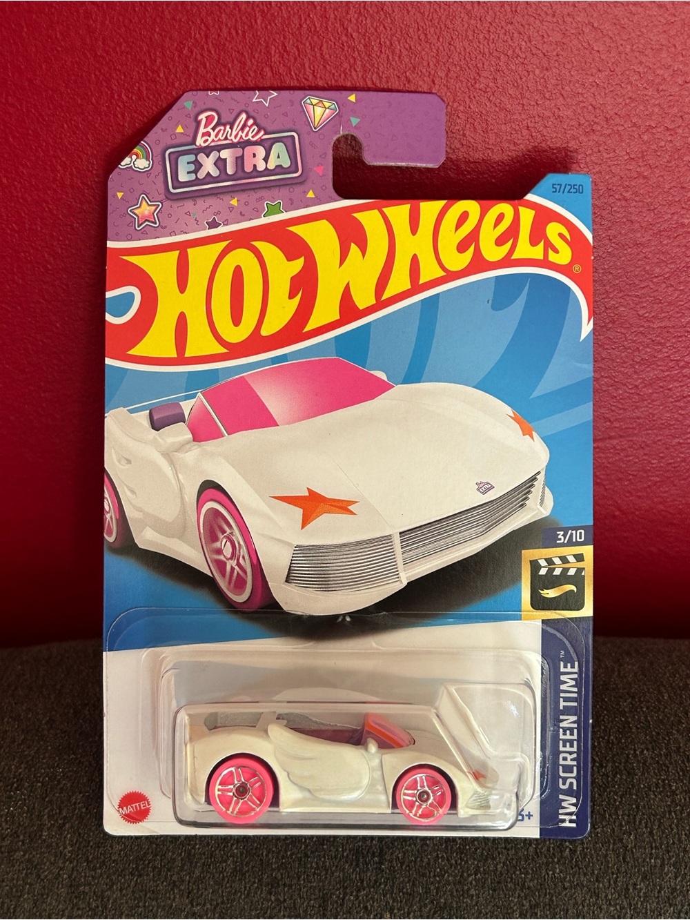 Hot Wheels Barbie Extra White and Pink Winged Sports Car